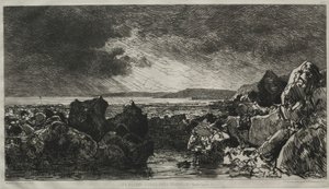 Black Rocks nära Trouville (lågvatten) av Maxime Lalanne