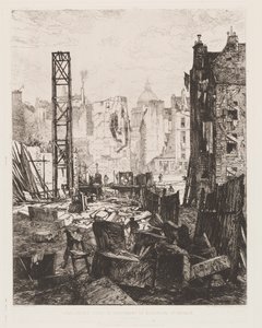 Rivning för öppnandet av Boulevard St. Germain, 1862. av Maxime Lalanne