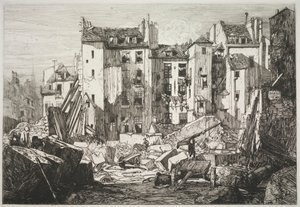 Rivning för invigningen av Rue des Ecoles, 1862.