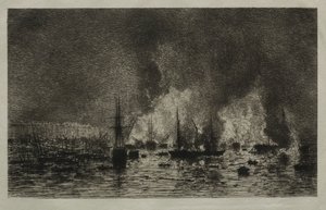 Brand i hamnen i Bordeaux av Maxime Lalanne