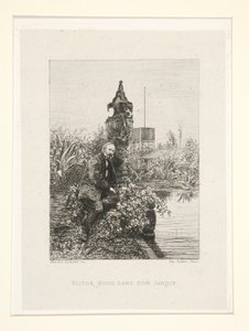 Victor Hugo dans son jardin (Victor Hugo i sin trädgård), pl. 12 från sviten Chez Victor Hugo (Victor Hugo av Maxime Lalanne