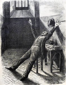 Felix Feneon (1861-1944), konstkritiker och samlare, i fängelse (i cellen) - litografi (1894) av Maximilien Luce (1858-1941) från boken av Julles Valles Mazas av Maximilien Luce