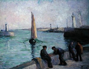Fishermen in a Port, ca 1920 (olja på duk) av Maximilien Luce