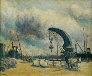 Hamnen, kajen i Schiedamm, 1907 av Maximilien Luce