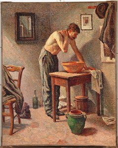 Man som tvättar sig (olja på duk) av Maximilien Luce