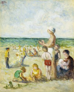 På stranden i Normandie; På stranden i Normandie, ca 1930 av Maximilien Luce