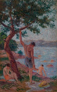 Saint-Tropez, badgäster under tallskogen av Maximilien Luce