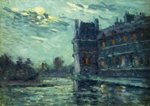 Översvämningarna 1910, Pavillon de Flore, vid Louvren, Paris; Översvämningarna 1910, Le Pavillon de Flore, 1910 av Maximilien Luce