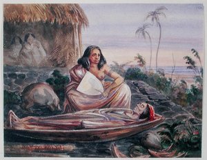 A Funeral in Tahiti, ca 1841-48 (akvarell på papper)
