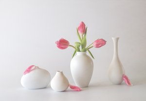 Rosa tulpaner i vaser av May G