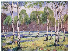 Spring Woodland (färg litho) av May Wilson Preston
