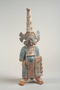 Klädd figur från Mexiko, 700-800-talet (keramik, pigment)