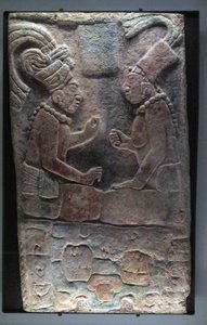 Två sittande män, El Chicozapote, Usumacinta, sen klassisk period, 600-900 e.Kr. av Mayan