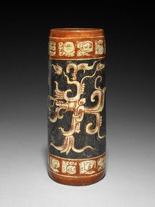 Kärl med animerad fikonväxt, 600-900 AD (lergods med slip) av Mayan