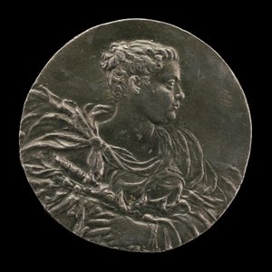 En ung kvinna från Venedig i klänning och mantel, ca. 1563. av Medallist A.A.