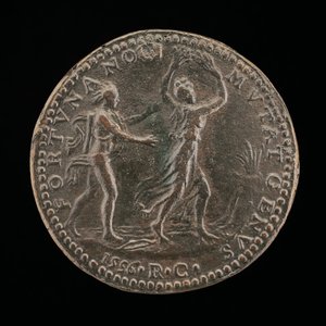 Apollo förföljer Daphne [omvänd], 1556. av Medallist R.C.