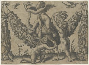 Tre putti med en struts Tapestries of the Pope av Raphael (serietitel)