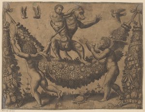 Putti hånar en apa Tapisserier av påven (serietitel) Tapezzerie de Papa (serietitel)