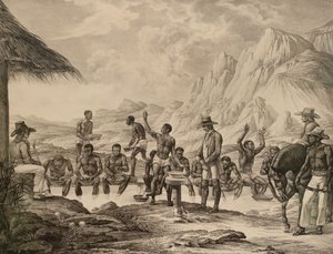 Tvättningen av diamanter, Curralinho, 1823-1831. av Meier