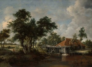 Vattenkvarnen med det stora röda taket, 166265. av Meindert Hobbema
