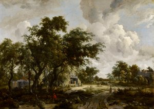 By med vattenkvarn bland träd av Meindert Hobbema