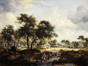 Skogbevuxen landskap av Meindert Hobbema