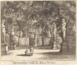 Balpoggio, villa av hertigen av Ceri av Melchior Küsel after Johann Wilhelm Baur