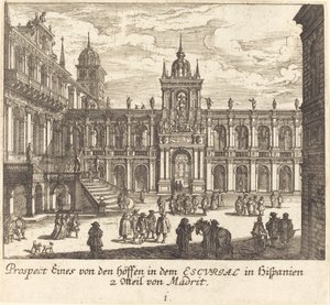 Escorial, Spanien av Melchior Küsel after Johann Wilhelm Baur