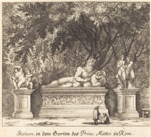 Prins Matteis trädgårdar, Rom av Melchior Küsel after Johann Wilhelm Baur