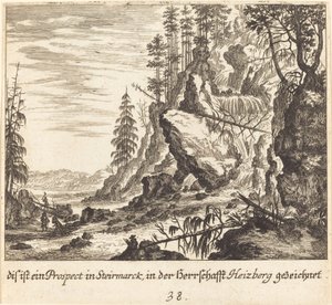 Utsikt i Stairmarck av Melchior Küsel after Johann Wilhelm Baur