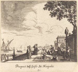 Utsikt över Neapelbukten av Melchior Küsel after Johann Wilhelm Baur