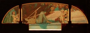 Allegory of Autumn (satyrmusik med en nymf som blåser en dubbel aauloi) av Melchior Lechter