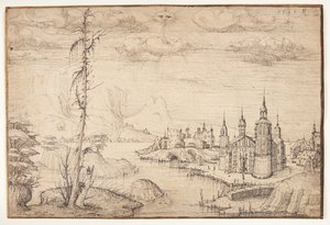 Landskap med en stad av Melchior Lorck