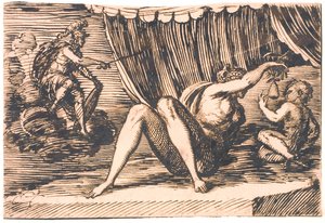 Mars, Venus som håller ett päron och ett barn av Melchior Lorck
