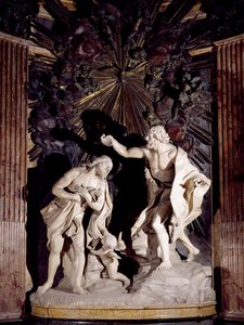 Marmorskulptur som föreställer Kristi dop, St Johns katedral, Valletta. Malta av Melchiorre Cafa