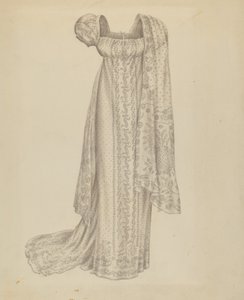 Bröllopsklänning med halsduk, ca. 1939. av Melita Hofmann
