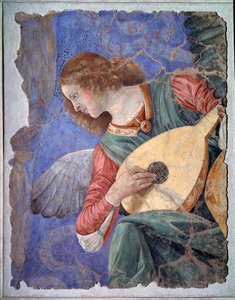 Ängel som spelar luta, ca 1480 (fristående fresk) av Melozzo da Forli