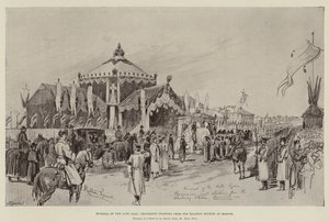 Den sene tsarens begravning, procession med start från järnvägsstationen i Moskva av Melton Prior