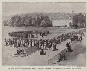 Sir Evelyn Wood inspekterar Sandhurst-kadetterna och överlämnar hederssvärdet. av Melton Prior