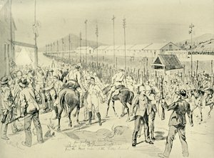 Ockupationen av Pretoria: Frigivning av brittiska officerare, 1901. av Melton Prior