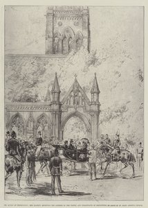 Drottningen i Kensington, Hennes Majestät tar emot anförandet av vestryt och invånarna i Kensington framför St Mary Abbotts Church av Melton Prior