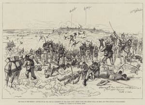 Kriget i Soudan, slaget vid El Teb, 29 februari, stormning av det första fortet, beväpnat med två Kruppkanoner, av 65th och 75th Gordon Highlanders.