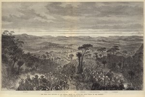 Zulukriget, de brittiska truppernas frammarsch på Ulundi, kungens Kraal i fjärran av Melton Prior