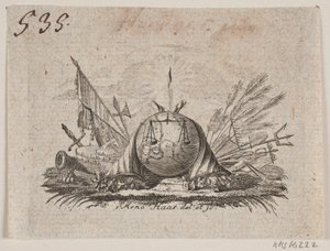 Vinjett till A. Schytte "Danmarks och Norges naturliga och politiska författning", del I av Meno Haas