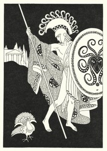 Den lila fågeln kom fladdrande mot honom (färg litho)