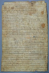 Dokument skrivet av Wadomir (Uuademir) och hans fru, Ercamberta, c.690-691 (penna och bläck på veläng) av Merovingian