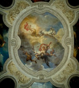The Fall of icarus - Solen. Ikaros fall. Mitten av taket i vestibulen på Apollons galleri. Målning av Merry Joseph Blondel (1781-1853)