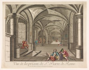 Utsikt över det inre av Mamertine-fängelset i Rom Vue de la prison de St. Pierre de Rome (titel på objektet) av Mesard