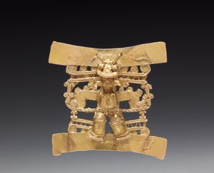 Figurhänge med djurhuvud, ca. 1000-1550 (gjutet guld)