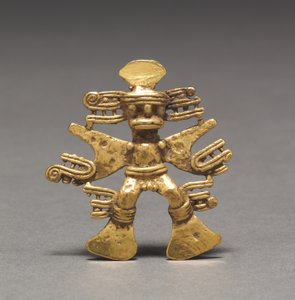Figurhänge, c. 700-1550 (gjutet och hamrat guld)